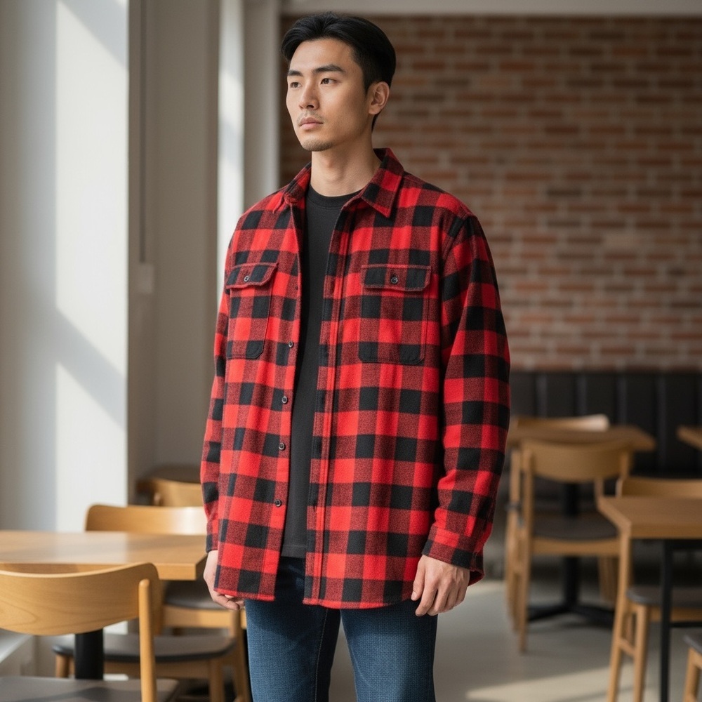 Sean John Vibrant Red Checkered Shirt